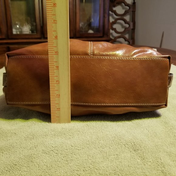 nicole by Nicole Miller Cognac Shoulder Bag with Snake Skin detail - Picture 16 of 16